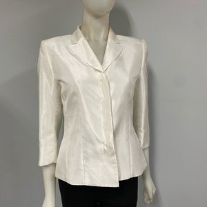 Le Suit White 3/4 Sleeve Blazer Jacket 6
